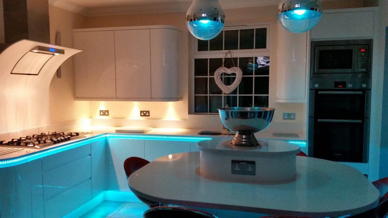 LED wide view of kitchen